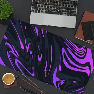 1pc Purple Neon Swirl Gaming Mouse Pad Psychedelic Wave Extended Desk Mat Office Desk Accessories- Non-Slip Stitched Edge Computer Mat For Desk 35.4x15.7 Inches Rubber Base Laptop Keyboard Pad for Home Office & Gamer,Durable and Spill-Resistant