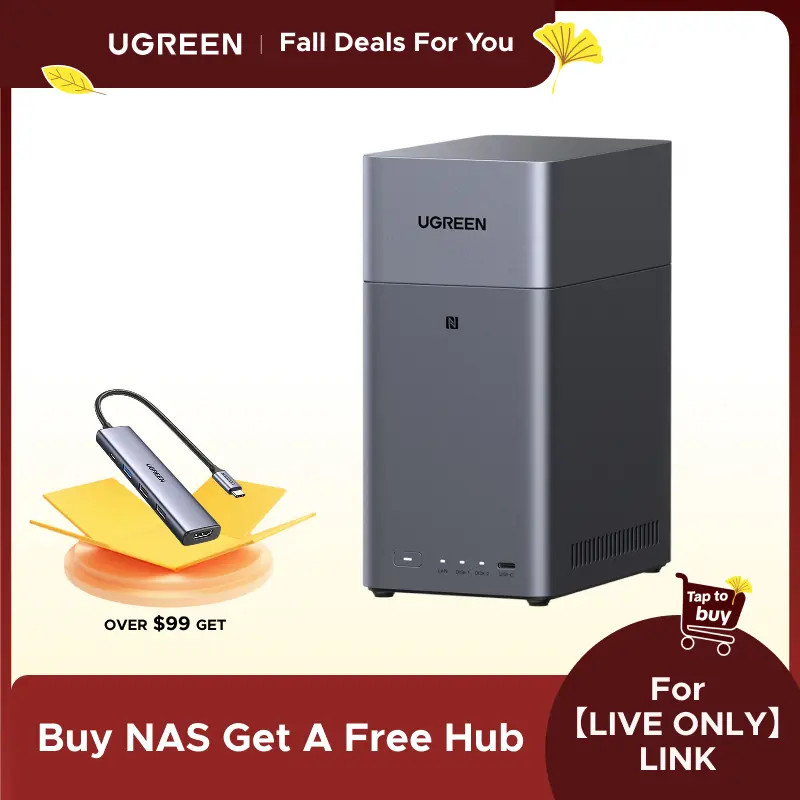 【LIVE ONLY】UGREEN NAS DH2300 2-Bay for Beginners & Personal Users, Phone Backup AI Album, Private Cloud/Remote Access, File Sharing, Multi-Device Backup, Home Entertainment, 4GB RAM on Board (Diskless),techvibes