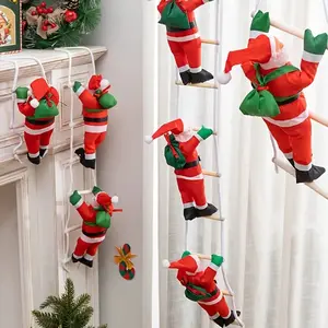 Christmas Santa Climbing Ladder Decoration, Home Decor Shop Display Holiday Party Window Show, Fun and Eye-Catching Christmas Ornament