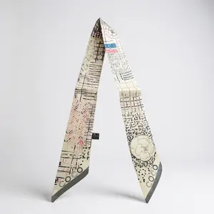 White Camellia Flower Twilly with Grey Trim Elegant Fashion Accessory for Women