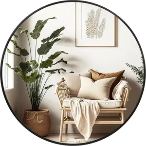 Black Circle Mirror for Wall 20 inch - Round Mirrors for Bathroom, Entryway, Living Room, Hallway, Bedroom Decor, Small Matte Framed