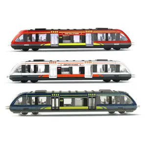 Alloy Metal 1:55 Scale Pull Back Light Rail Train Car Model Toy, Realistic High-Speed Railway City Traffic Playset Gift for Kids Age Range