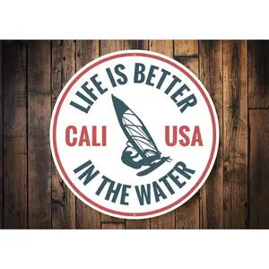 Life Is Better Sign, California USA Sign, Kite Surfing, Kite Surf Decor, Decor For Beach, Beach Sign, Beach House Sign, Beach - Metal Sign