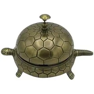 Large Tortoise Service Desk Bell - Turtle Bell in Antique Brass Finish