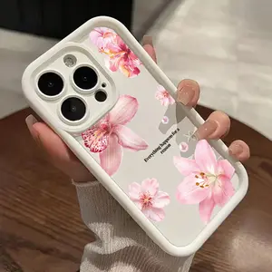 Petals in Paradise Pattern TPU Phone Case for iPhone 16 15 14 Pro Max 13 12 11 XR XS E Plus Shockproof Full Camera Protection Durable Slim Silicone Cover Cellphone Protective Smartphone Casing