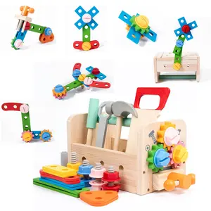 Montessori Kids Tool Set, Wooden Toddler Tool Bench Educational Toys for Ages 2-4, 2 Year Old Boy Gift for Birthday Christmas, STEM Pretend Play Tool Box, Learning Developmental Construction Toys