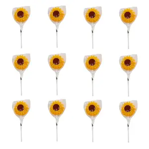 1 3/4" 7 oz. Sunflower-Shaped Wrapped Lemon Lollipops - 12 Pc.
