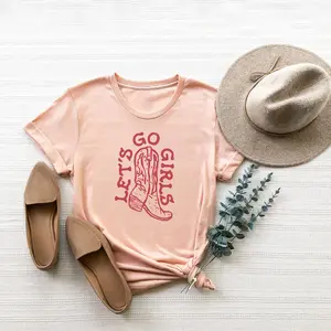 Graphic T-shirt for Women, Let's Go Girls Western Print, Country Concert Outfit, Casual Summer Tee