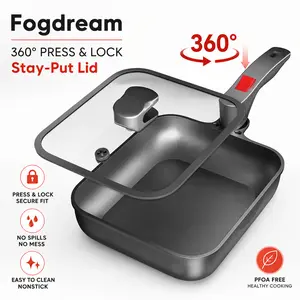 Fogdream 360° Swivel-Handle Stir-Fry Pan with Rotatable Handle, Low-Pressure Cookware, PTFE Free, Sartén Nonstick Thickened Bottom Rapid Heat Conduction Suitable for All Cooktops,Dishwasher Safe, Easy to Store, Space Saving