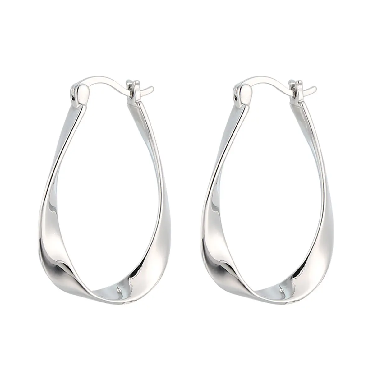 Lightweight 925 Sterling Silver Post Hoop Earrings Hypoallergenic Twisted Teardrop Hoop Earrings Small White Gold Plated Hoop Earrings for Women