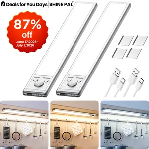 SHINE PAL Under Cabinet Lights,Motion Sensor Night Light Indoor,1500mAh USB Rechargeable Light,Magnetic Installation Dimmable Lights for Kitchen,Wardrobe,Pantry, Closet,Bathroom,Stairs,Sink Cabinet,Garage,Father's Day Gift