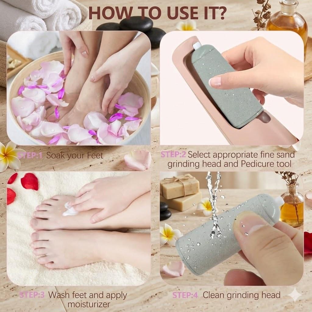 Electric Callus Removers for Feet, Electric Foot Callus Remover Pedicure Kits Rechargeable with12 in 1, Removes Dry Skin for Smoother Feet, Foot Care for Dead Skin Ideal Gift, Assorted (Pink)