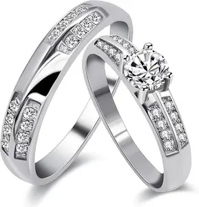 Couple Rings Set 2in1 Black Bridal Ring Matte Black Groove Ring His and Hers Wedding Ring Sets for Lover Anniversary Engagement Promise Rings Bridal Sets