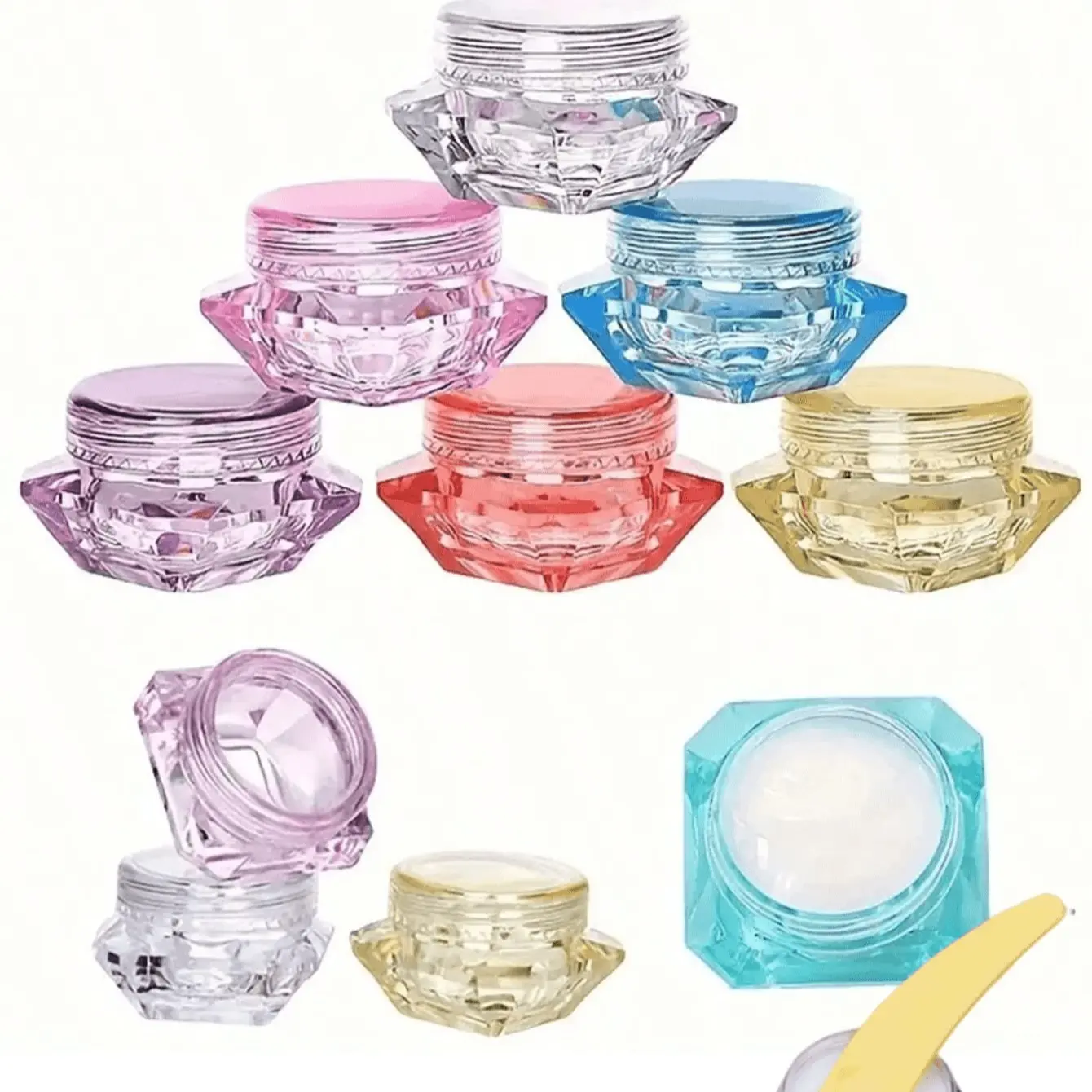 Diamond Shape Travel Case Set, Cosmetic Container, Moisturizing Bottle, Sample Box, Refillable Makeup Box, Portable Travel Bottles, Small Nail Gel Box