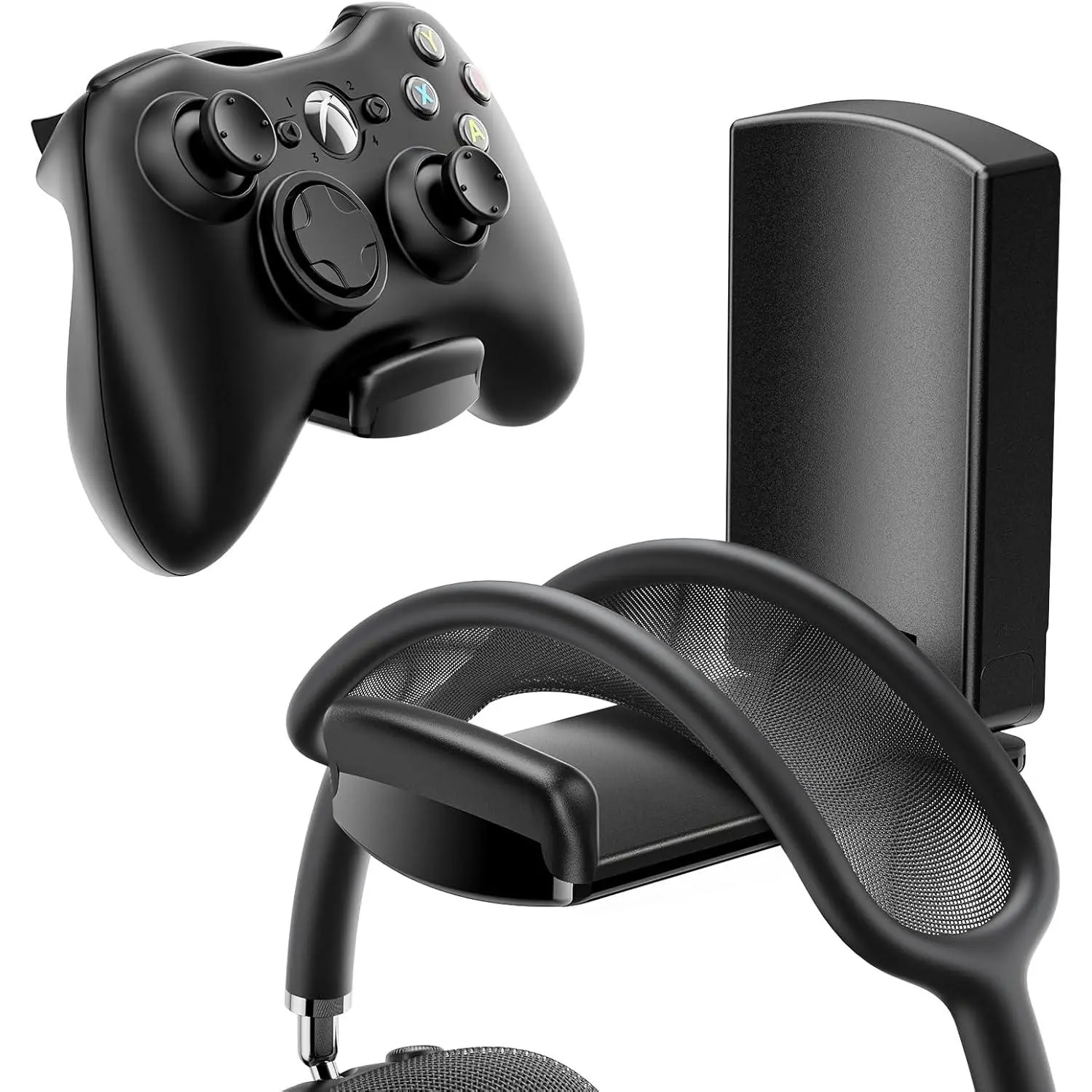 Sticky Headphone Stand Controller Holder -  Upgraded Adhesive Gaming Headset Hook, Headphone Holder for Desk with  Rubber Pads,  PC Gaming Accessory Controller Headset Stand,Black