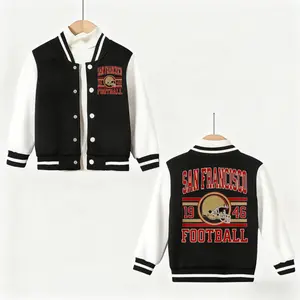 San Francisco Football Kids Varsity Jacket Classic College Style Warm Cotton Blend Outerwear For Boys Girls School Sports Events And Casual Wear