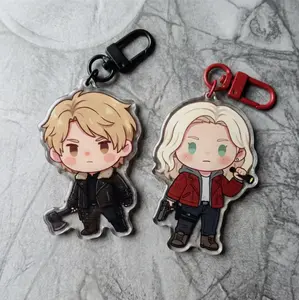 2 ops Leon Grace Resident Evil  Acrylic Keychain, Video Game Display Bag Charm Gift for Fans