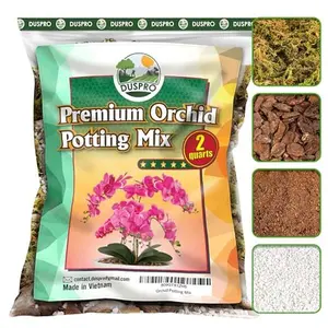 DUSPRO 2QT Orchid Potting Mix with Moss Pine Bark Mulch Perlite Stone & Coco Peat Natural Ingredients, Orchid Repotting Kit Drainage Indoor Potting Medium Great for Plant Root Climbing & Expanding