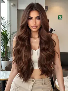 26 Inch Wavy Long Curly Wig for Women, Fluffy Synthetic Material Deep Wavy Wigs, Natural Look, Heat Resistant, Suitable for Daily Wear & Holidays, No Bangs Design