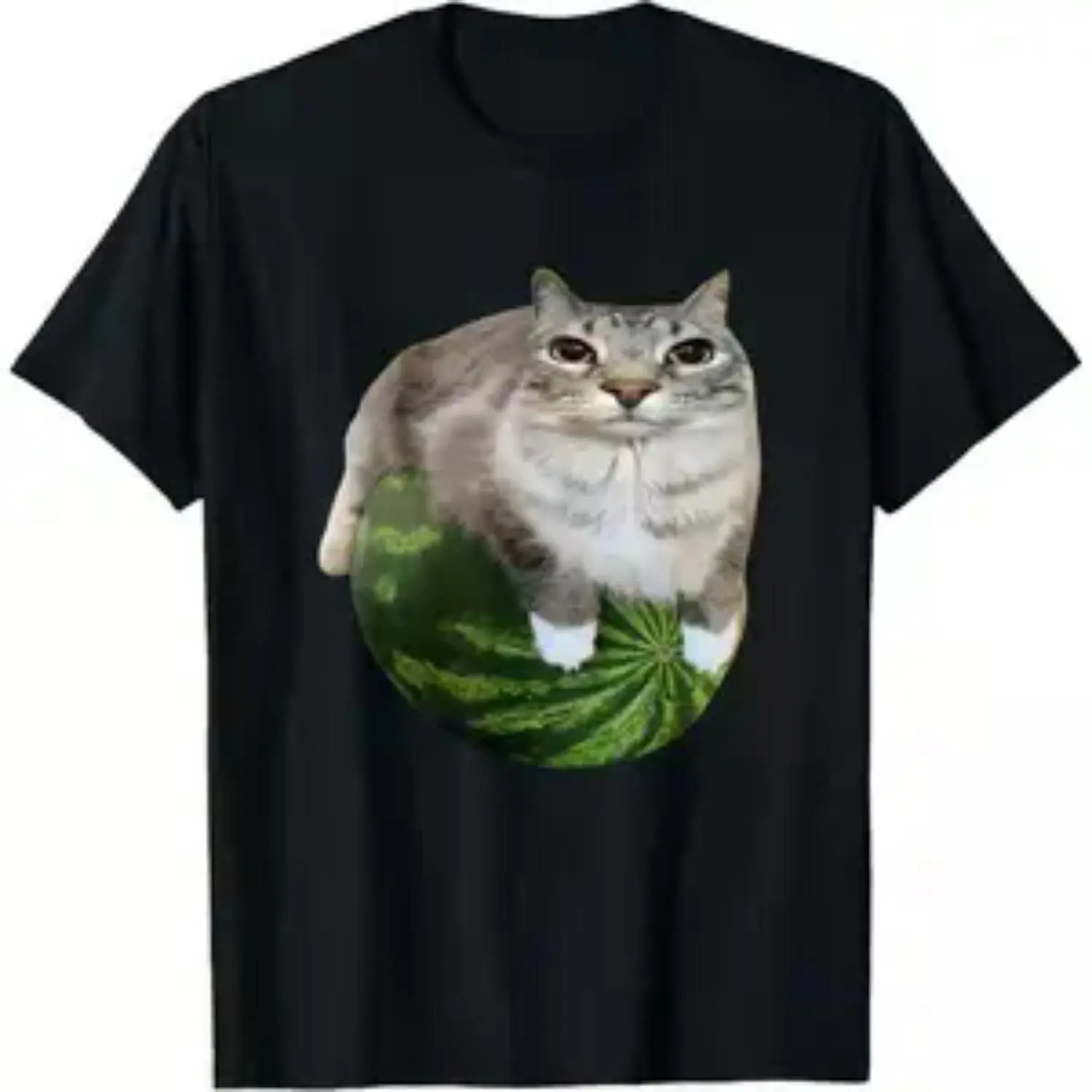 Unisex 100% Cotton Classic Cat Meme T-Shirt - Watermelon Design
