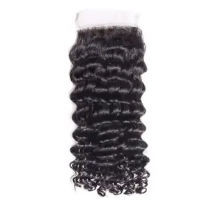 4x4 Closure Natural Color Transparent lace Deep wave