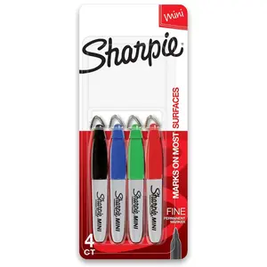 Sharpie Mini Permanent Markers, Fine Point, Assorted Colors, 4 Count