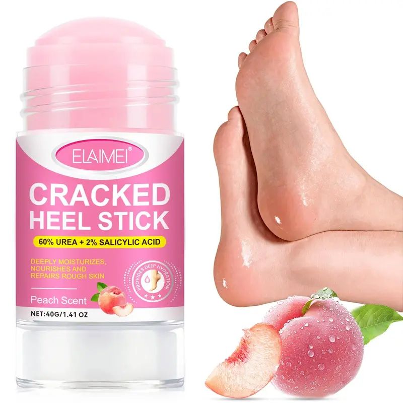 ELAIMEI Peach Intensive Foot Care Stick, Foot care product, Cracked heel repair, Dead skin removal for feet, peach formula enriched with urea, salicylic acid to Moisturize, soften rough, dead skin and smooth. Suitable for use on the soles of the feet