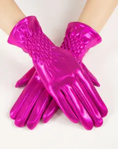 Shimmering Fancy Luster Smocked Touch-Screen Gloves