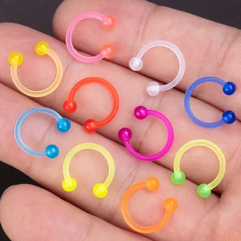 Glowing Flexible Septum Piercing Rings, Acrylic Horseshoe Nose Hoop Rings, Eyebrow Lip Earring Tragus Barbells, Piercing Jewelry Retainer, Bead, Accessories, Nose Ring Hoops, Nose Rings Set