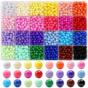 1440Pcs 6mm Candy Color Acrylic Round Beads, Mix Colors Assorted Plastic Bubble Gum Beads with Hole Loose Beads Bulk for Bracelets Necklace Jewelry Making DIY Crafts