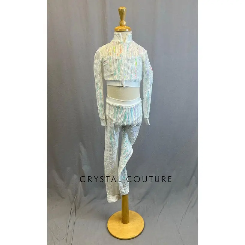White Iridescent Sequin Jumpsuit