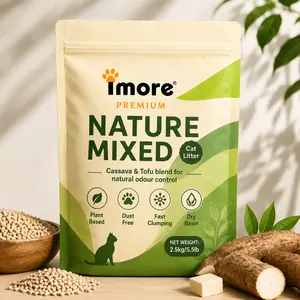 Natural Cassava & Tofu Cat Litter Low Dust Fast Clumping Odor Control Lightweight Plant Based Kitty Litter 5.5lb