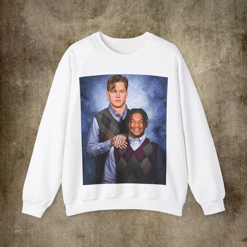 JaMarr Chase Joe Burrow, Cincinnati Sweatshirt, Bengals Graphic Crewneck, Step Brothers, Vintage Football Sweater