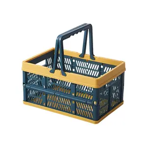 Foldable Outdoor Picnic Basket, Large Capacity Camping Storage Basket, Portable Food Snack Fruit Organizer, Easy to Store, Ideal for Shopping, Kitchen, Picnics