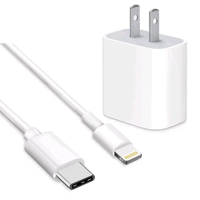 20W PD Wall Fast Charger, Type C to Lightning 20W Cable Charging Compatible with iPhone 14/13/12/11 pro/pro max/XR/X/Airpods/8 7 6 iPad Mini Device Adapter Smartphone Cellphone Electronic Mobile Connection Usb block high power