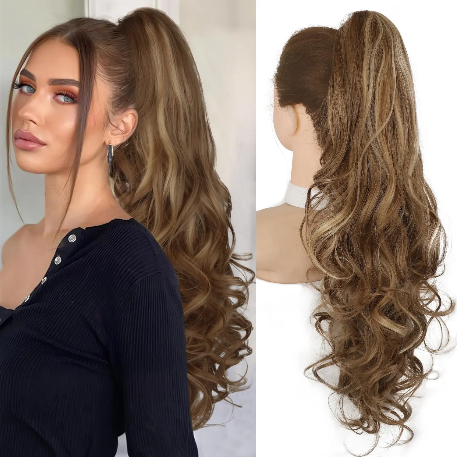 Medium Brown with Blonde Highlights