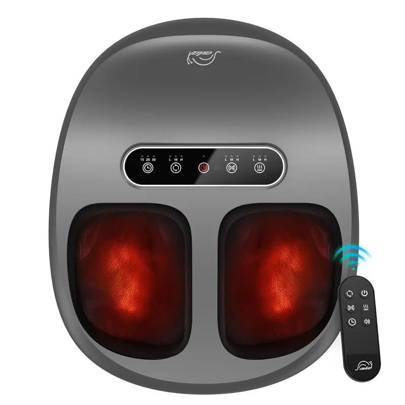 Snailax Feet Massager with Heat, Deep Kneading, Foot Rollers, Rolling Pain Relief, Air Compression, Remote Control, Adjustable Intensity, Polyester Construction, Selfcare Sleep Aid Home Supply, Fits Up to Men's Size 14, Father's Day Gift Option