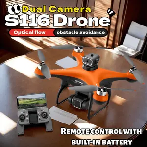 S116 4K camera drone combo for adults, featuring a 4K UHD camera drone, 3-axis gimbal stabilization, high-definition video transmission, auto return, two batteries, quick shooting, and easy portability.