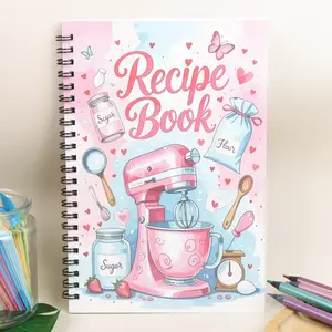 1PC Recipe Notebook A kitchen planner with cute cooking patterns, illustrations and pastel-colored food journal for home cooks, meal planning and meal planners