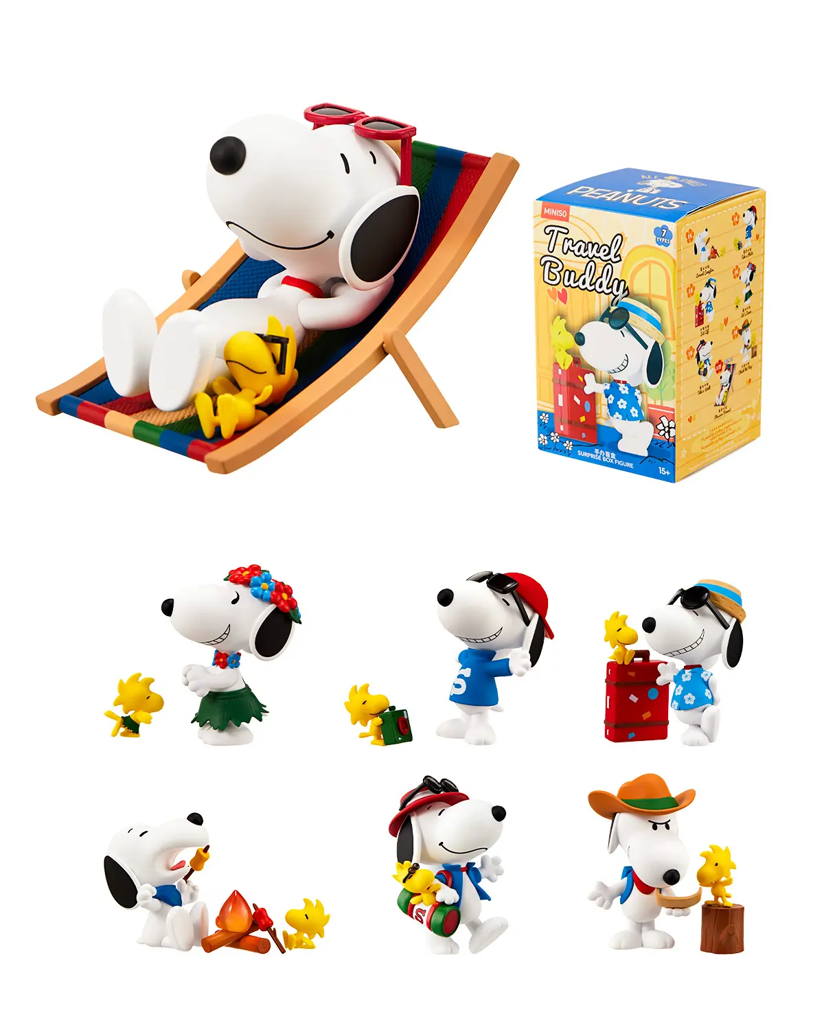 Snoopy Peanuts Travel Buddies Collectible Figure Blind Box,Surprise Collectible Toy Figure, Cute Peanuts Gang Journey Themed Mini Toys,3" Tall, Perfect for Car Dash, Desk Decor and Gifts,Holiday Gifts Birthday Gift Summervibes