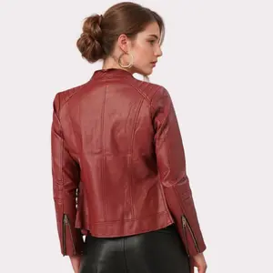 Aubrielle Women's Cherry Leather Jacket