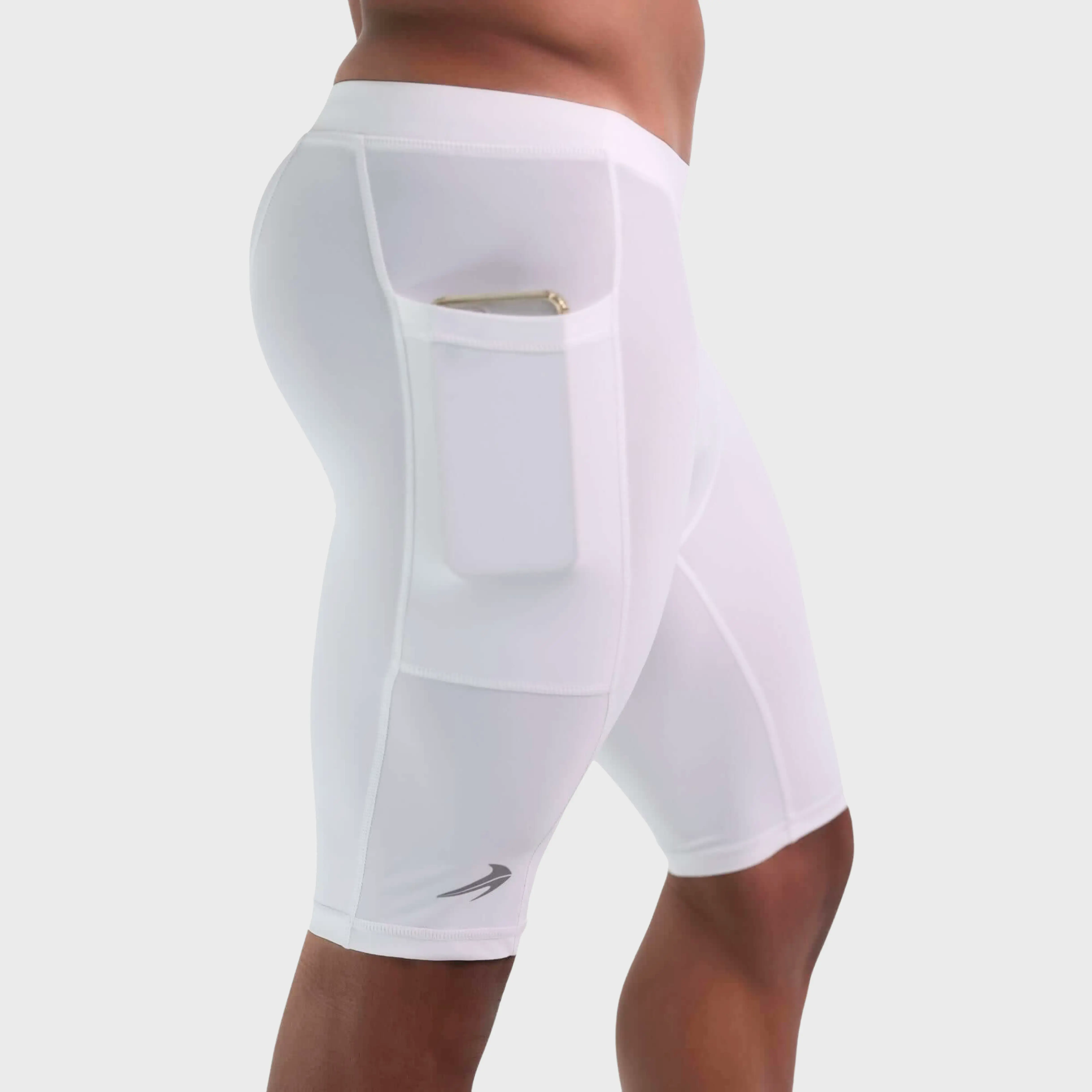 Men's 9-in Length Compression Shorts - 82% Nylon Blend Activewear with Pockets, Anti-Itch Fabric, 18% Spandex for Flexibility, Breathable Snug Fit, Ideal for Running Workouts & Faster Easier Recovery, Shorts Length