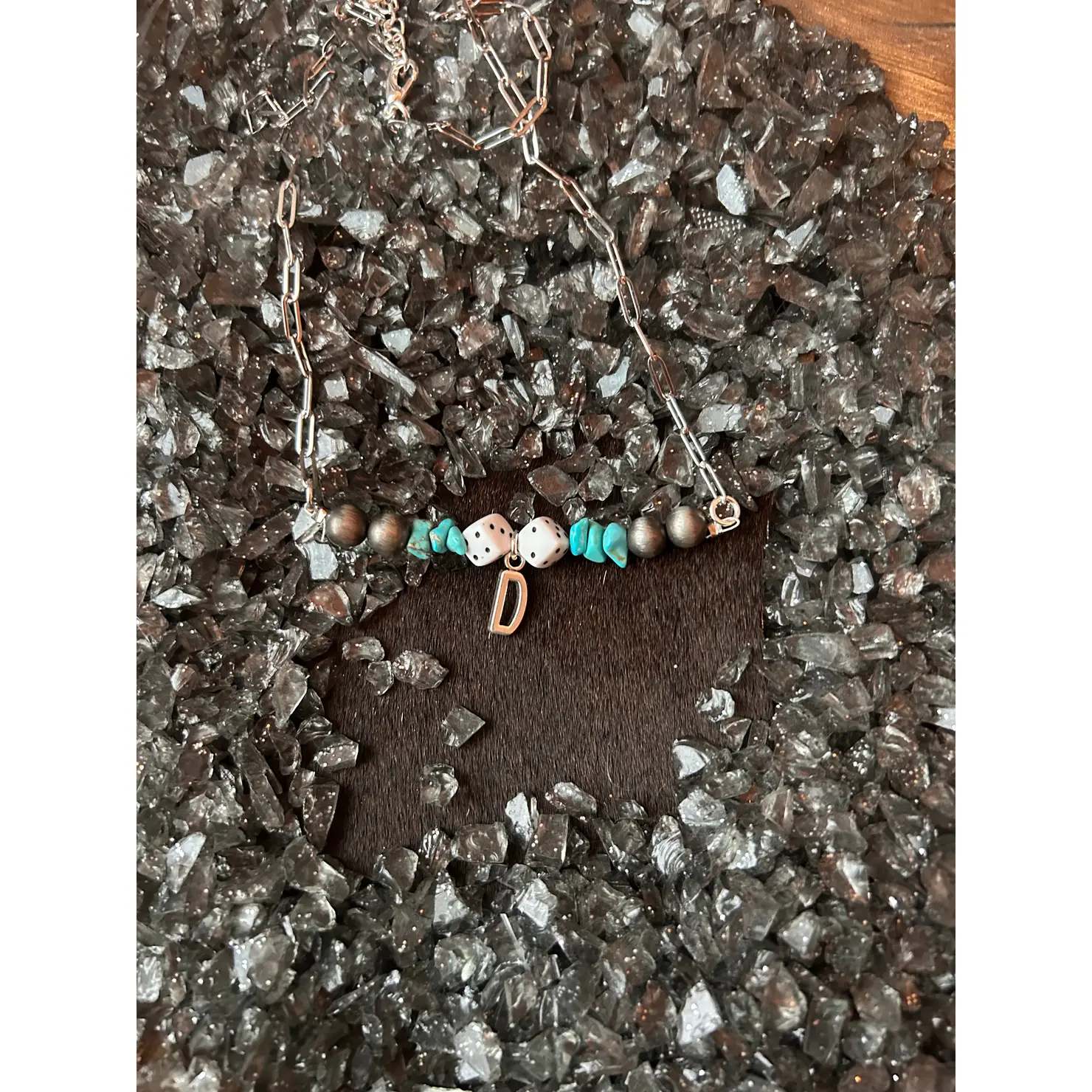 Dice and Initial Necklace