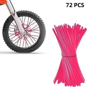 72PCS Spoke Covers, Universal Motorcycle Spoke Skins for 8"-21" Rims, Dustproof Bike Spokes Rim Decorations, Dirt Bike Rim Wraps Protector for Bicycle Dirt Pit Bike Wheelchair Accessories