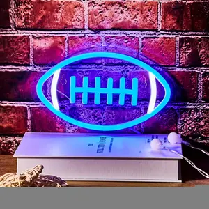 Rugby Shape Neon Light, Neon Sign, Football Sports Room Bar Bedroom Game Area Decorative Lamp, New Year Christmas Gift Atmosphere Light, USB Powered