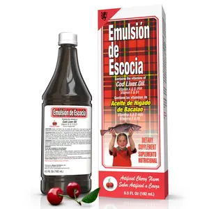Emulsion De Escocia Cherry Cod Liver Oil Boosts Immunity & Bone- Health Rich in Vitamins & Omega-3 for Kids & Adults immune
