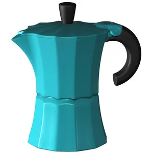 212 MAIN Gnali & Zani Morosina Express Heavy-Wall Aluminium Stovetop Espresso Maker - Blue, 6 Cups, Pressure Valve for Espresso Brew (Outdoor Cooking)