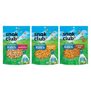 Snak Club Family Size Hidden Valley Ranch Variety E-Comm (Crunch Mix, Toasted Corn, Peanuts) Bundle