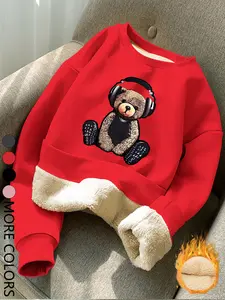 Women's Casual Geometric Print Sweatshirt Pullover, Fitted Long Sleeve Round Neck Top, Fall & Winter Fashion, Thickened Fabric, Multiple Colors Available