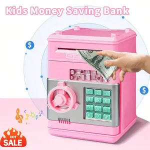 Electronic Piggy Bank Mini ATM Machine Password Code Lock Money Safe Box Cash Coin Can for Kids Gift